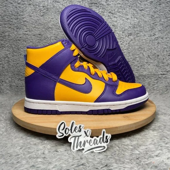 Nike Dunk High (GS) 'Lakers' Size Purple Yellow Big Kids' Sneakers